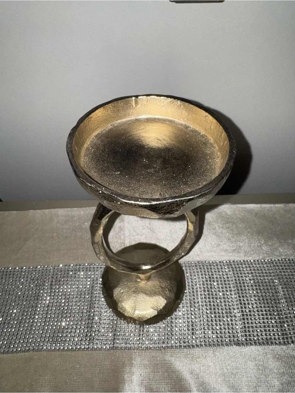 NWOT, Modern Metal Oval Candle Holder for Tabletop Decor